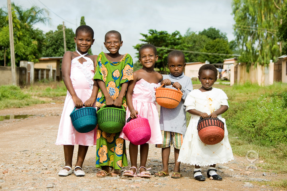 Kids with baskets, Bolgatanga, Ghana