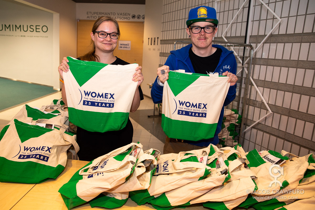 Volunteers and Womex bags